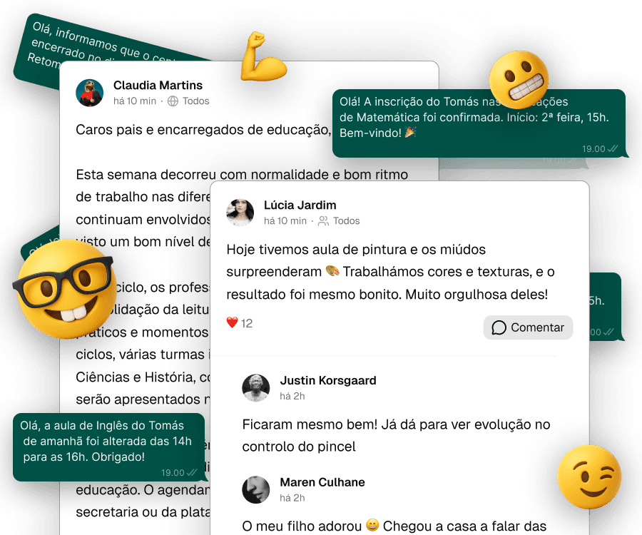 Avisos aos pais, sem o caos dos grupos.